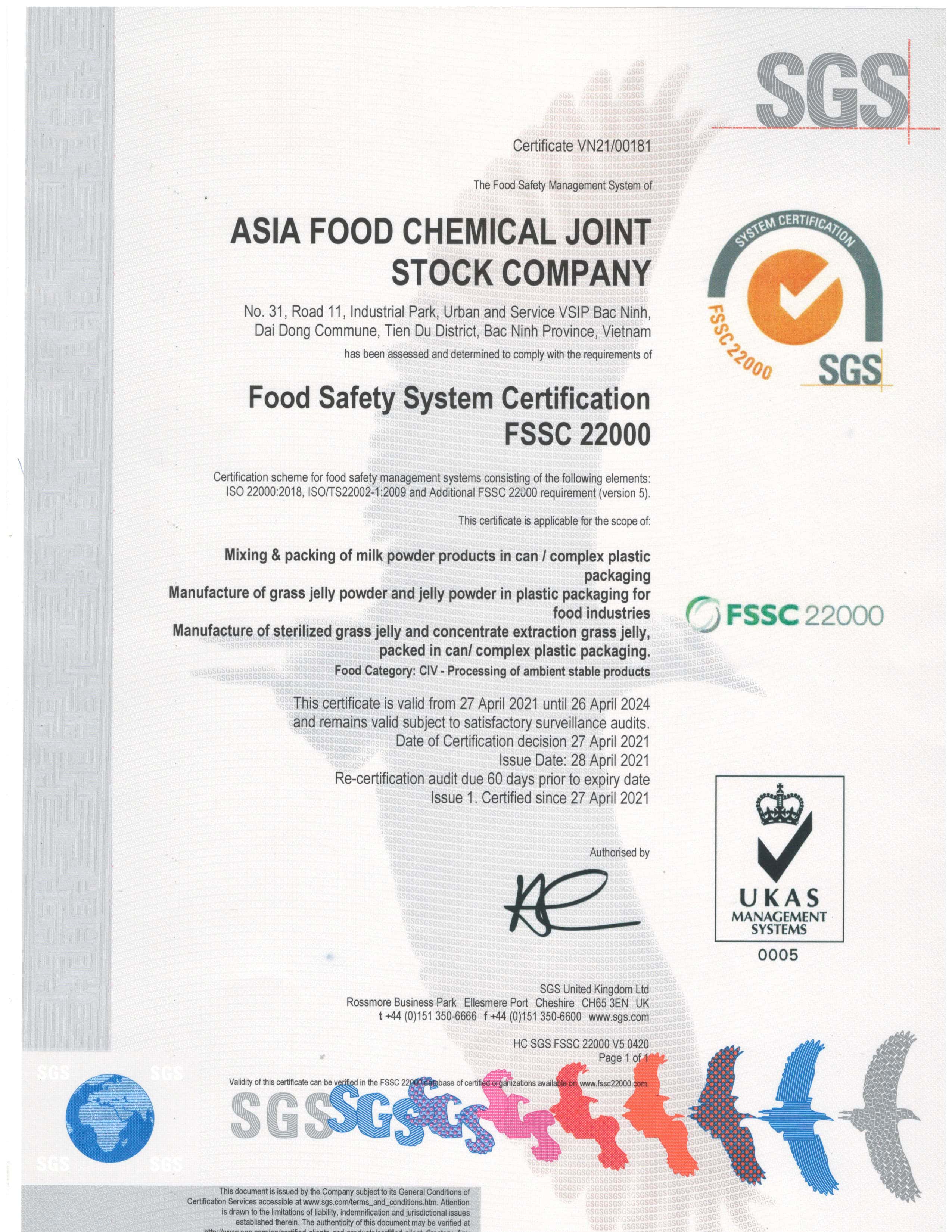 Giấy chứng nhận FSSC 22000