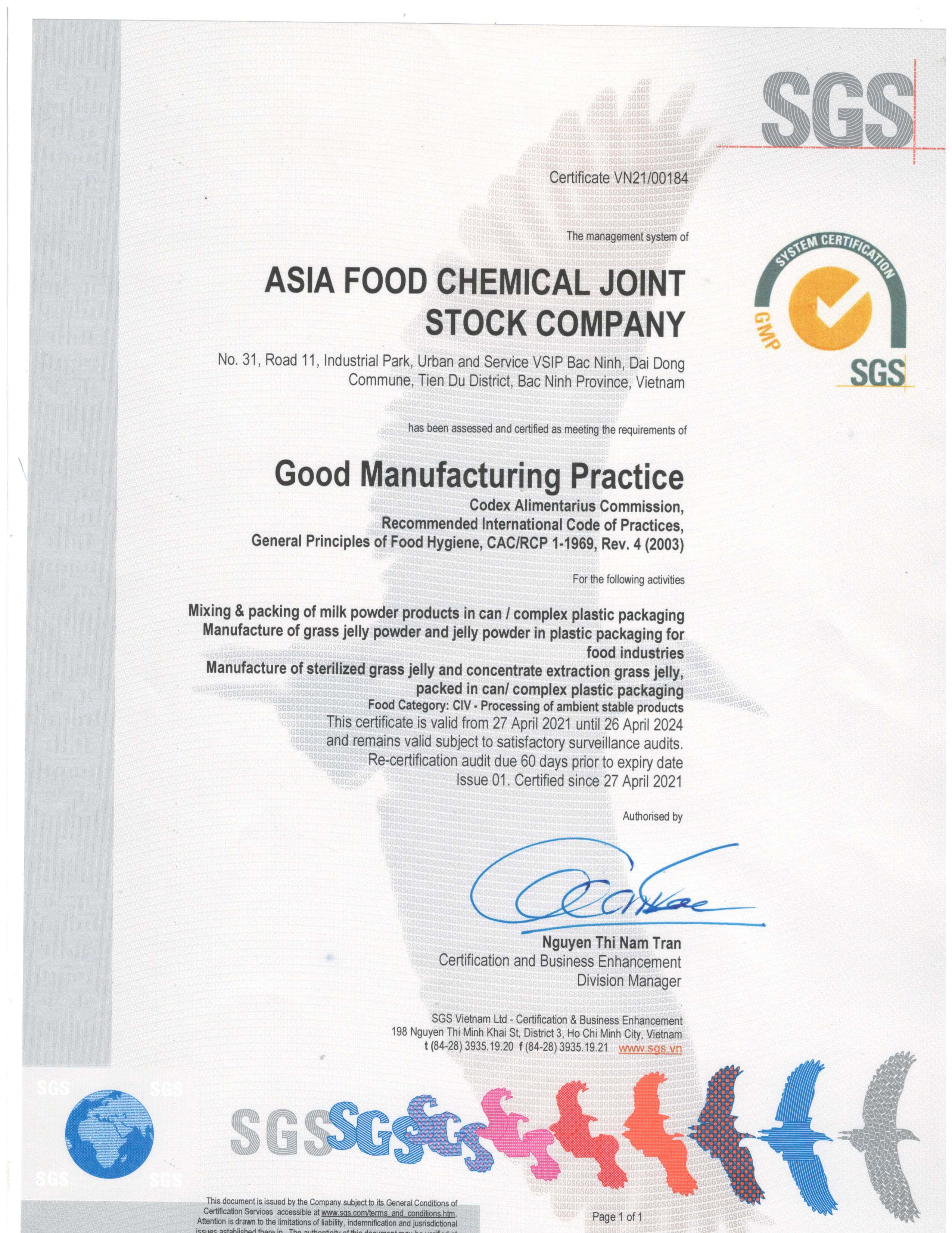 Giấy chứng nhận GMP